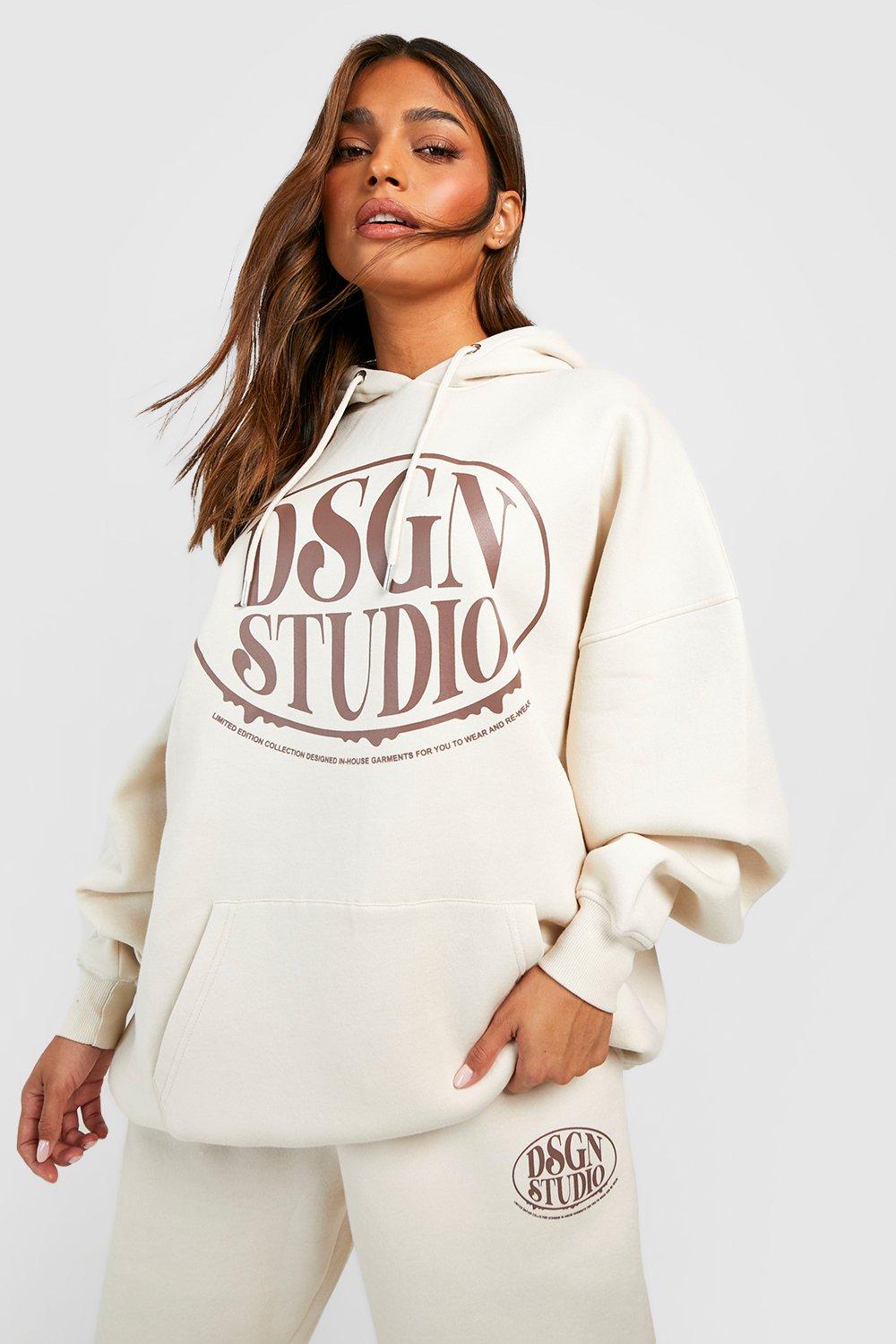 Womens Dsgn Studio Slogan Hooded Tracksuit - Beige - L, Beige