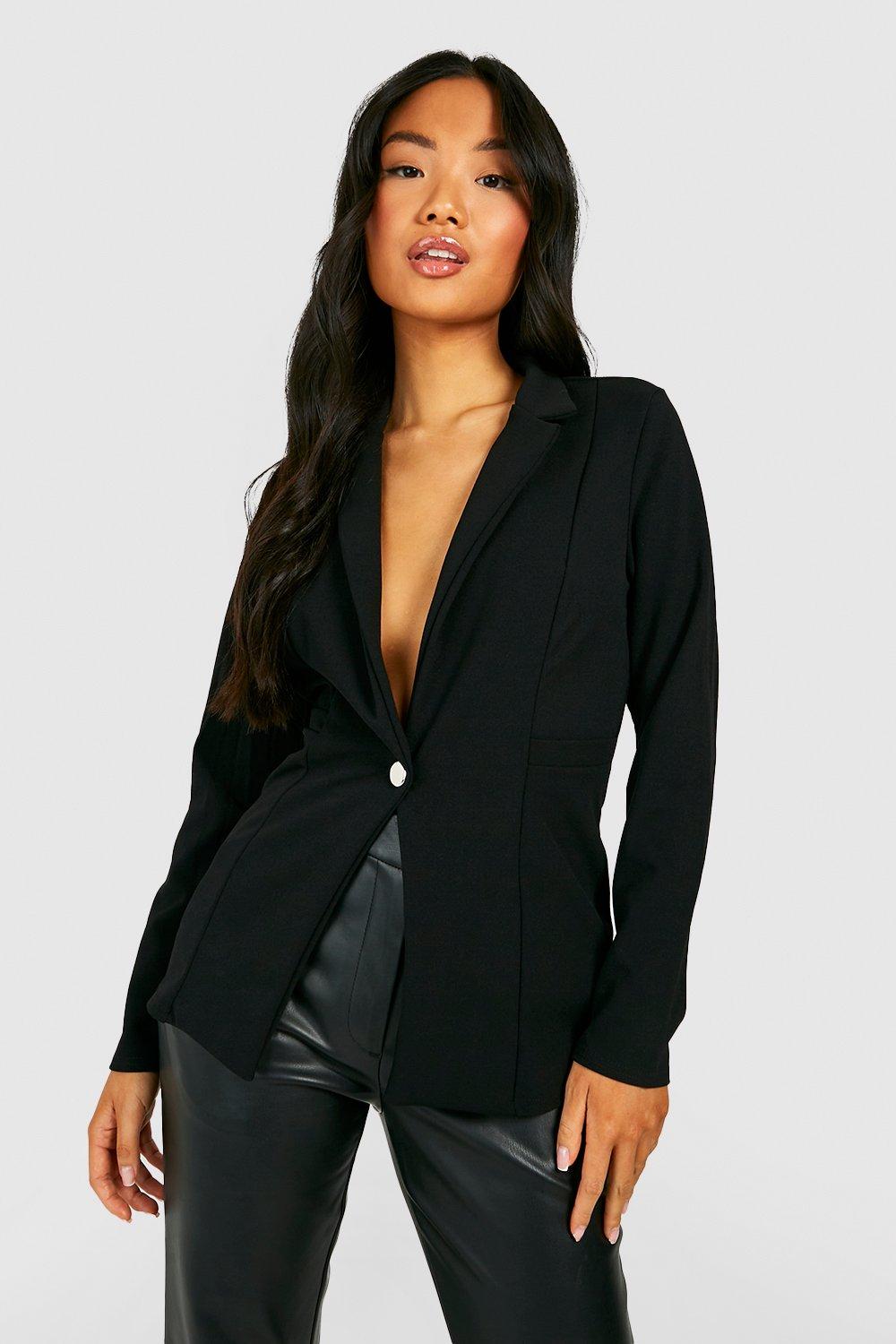 Boohoo Petite Getailleerde Blazer, Black