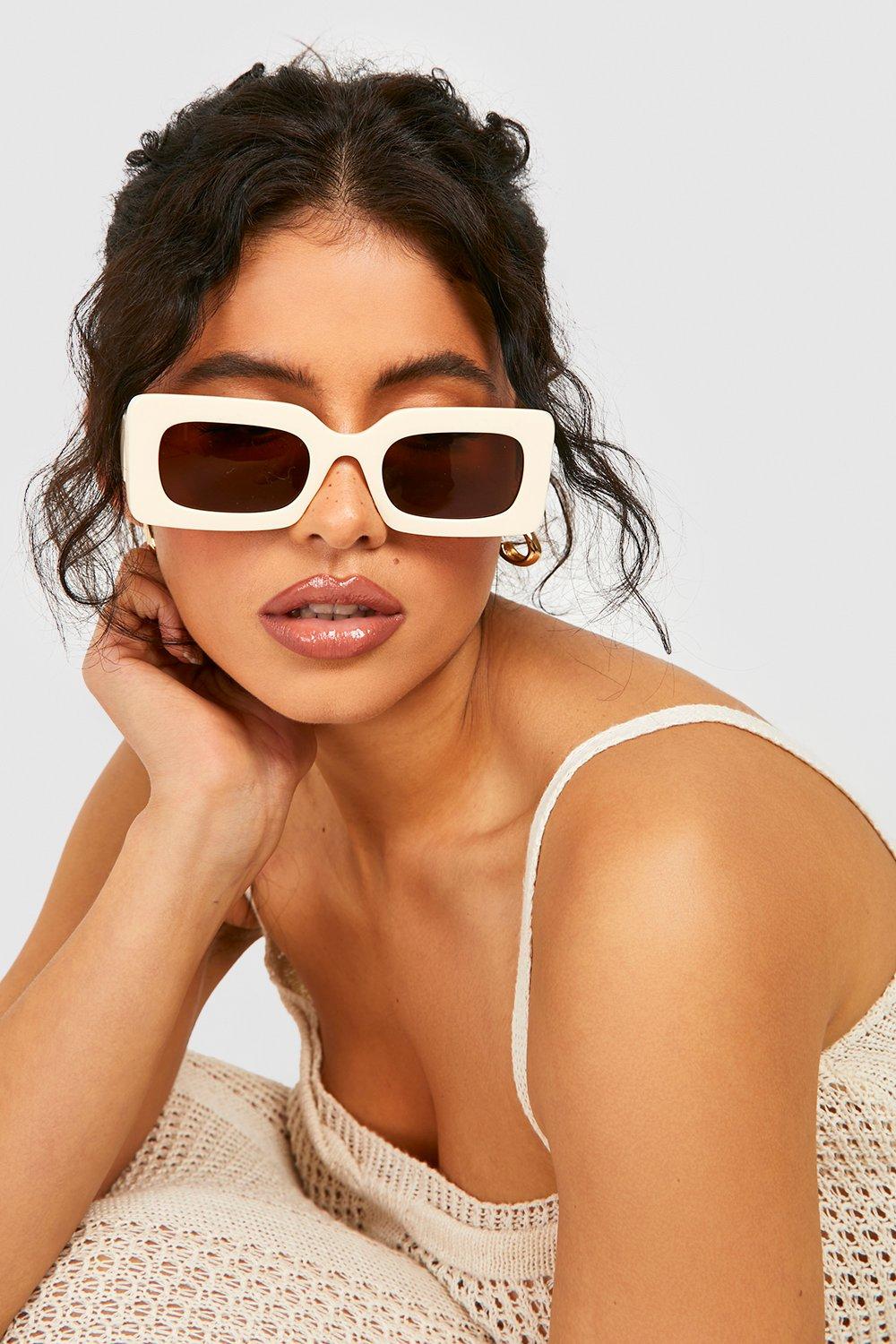 Womens Cream Retro Sunglasses - White - One Size, White