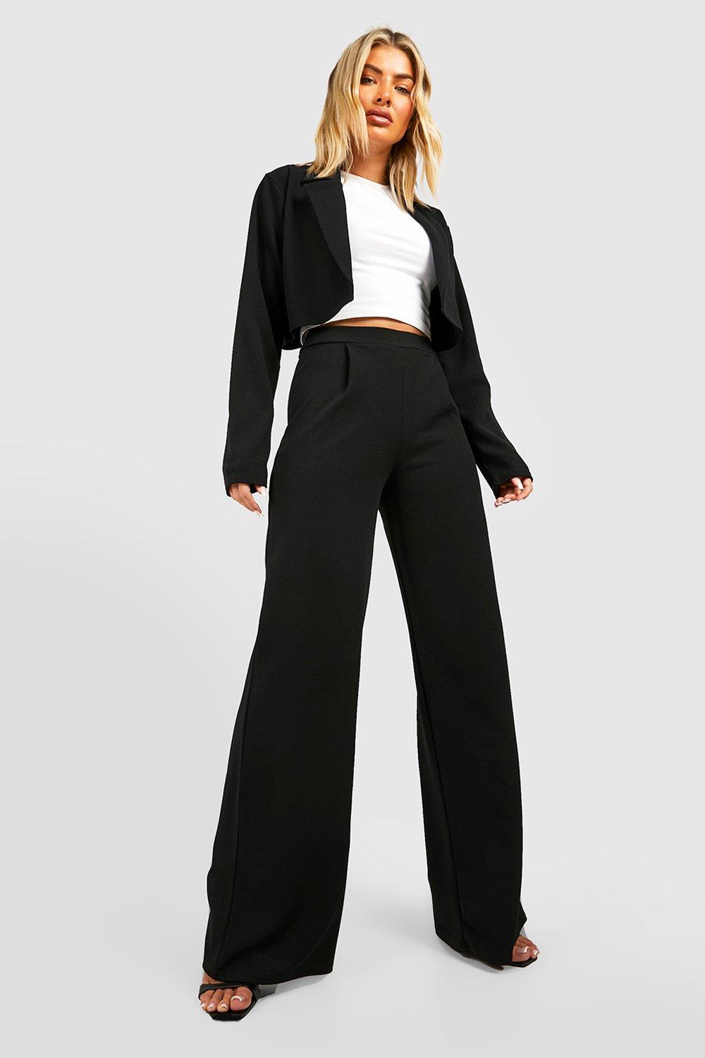 Womens Boohoo Basics Wide Leg Trousers - Black - 10, Black