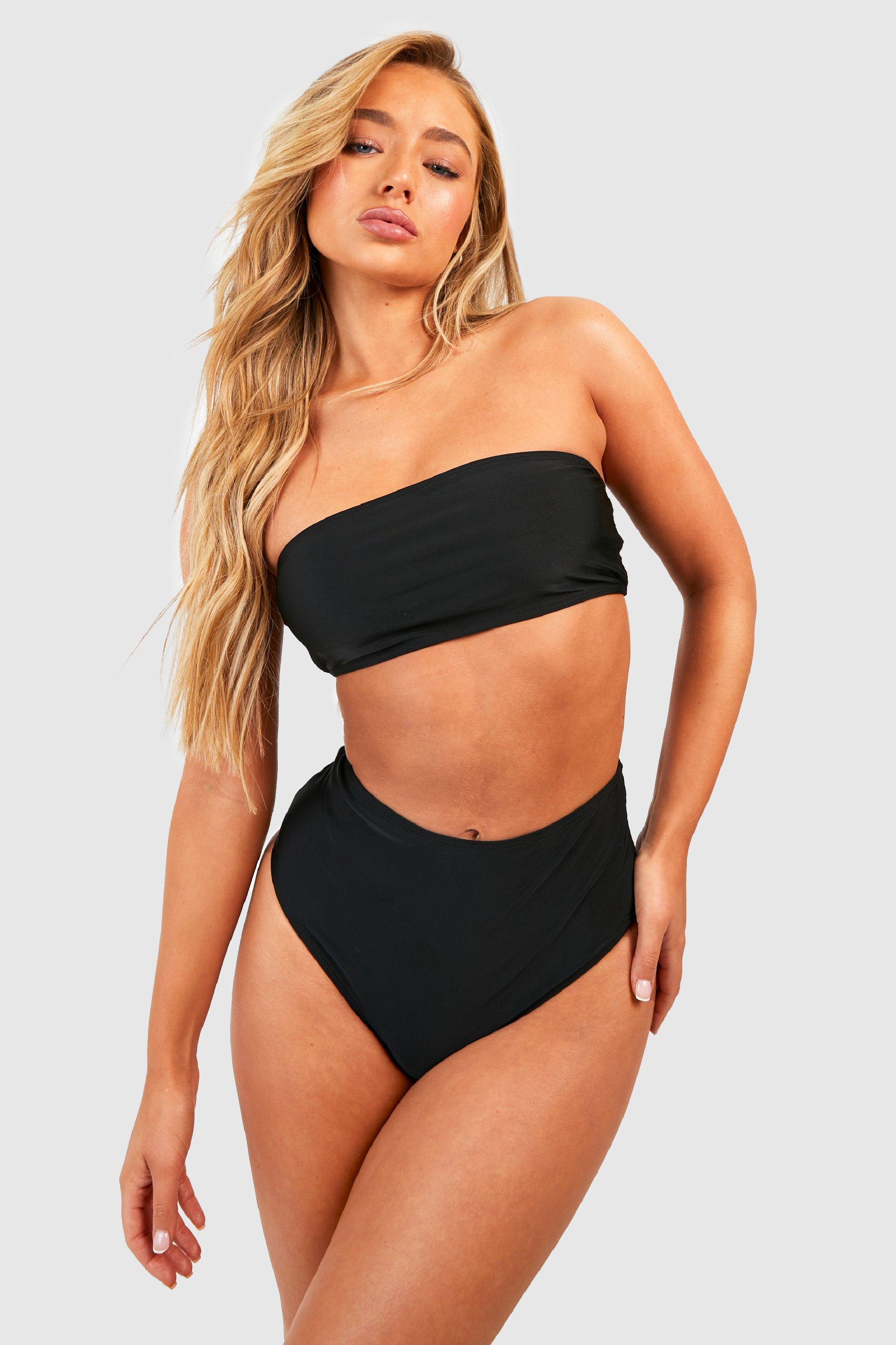 Image of Slip bikini Essentials a vita alta, Nero