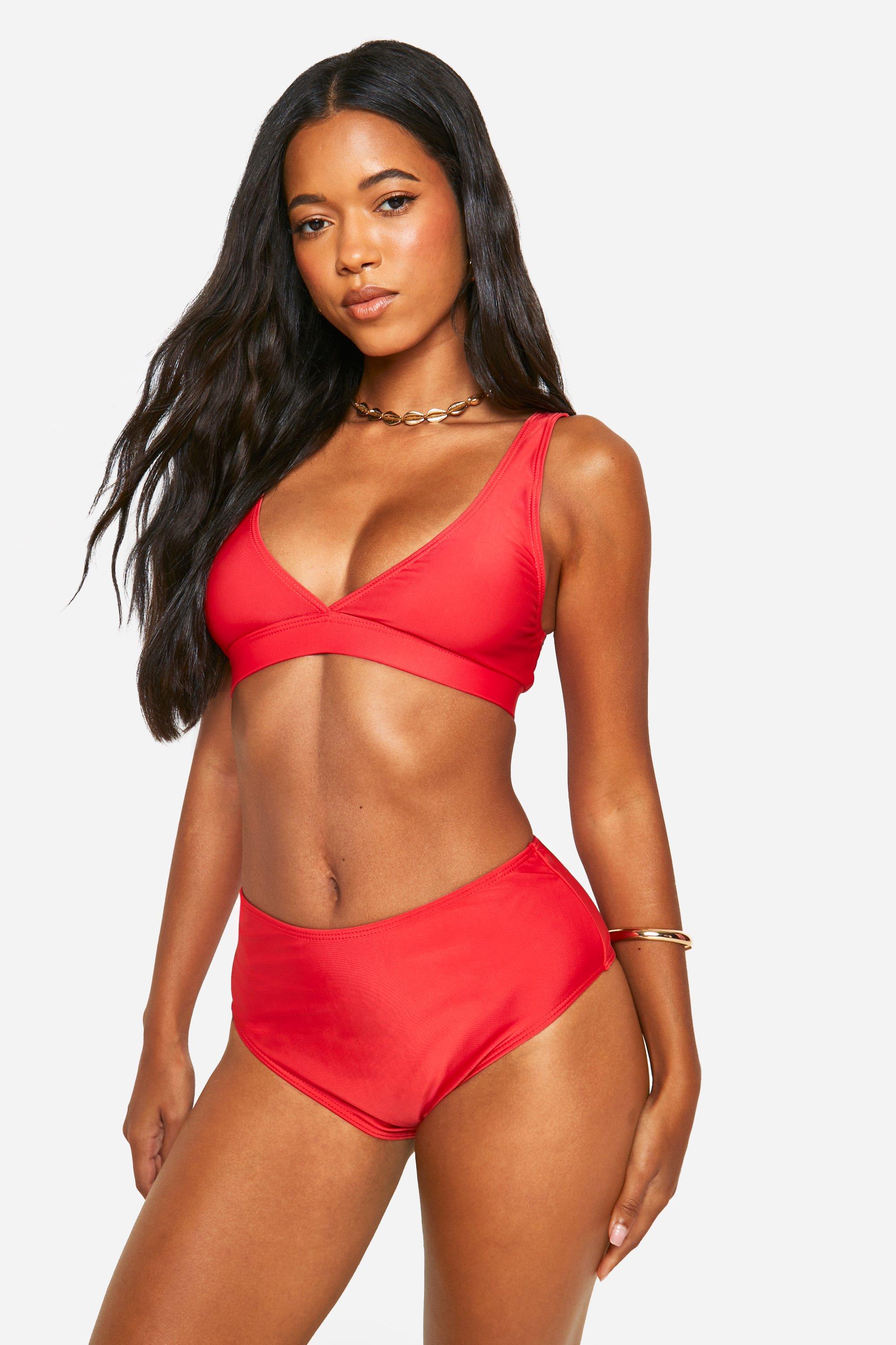 Womens Essentials High Waisted Bikini Brief - Red - 8, Red