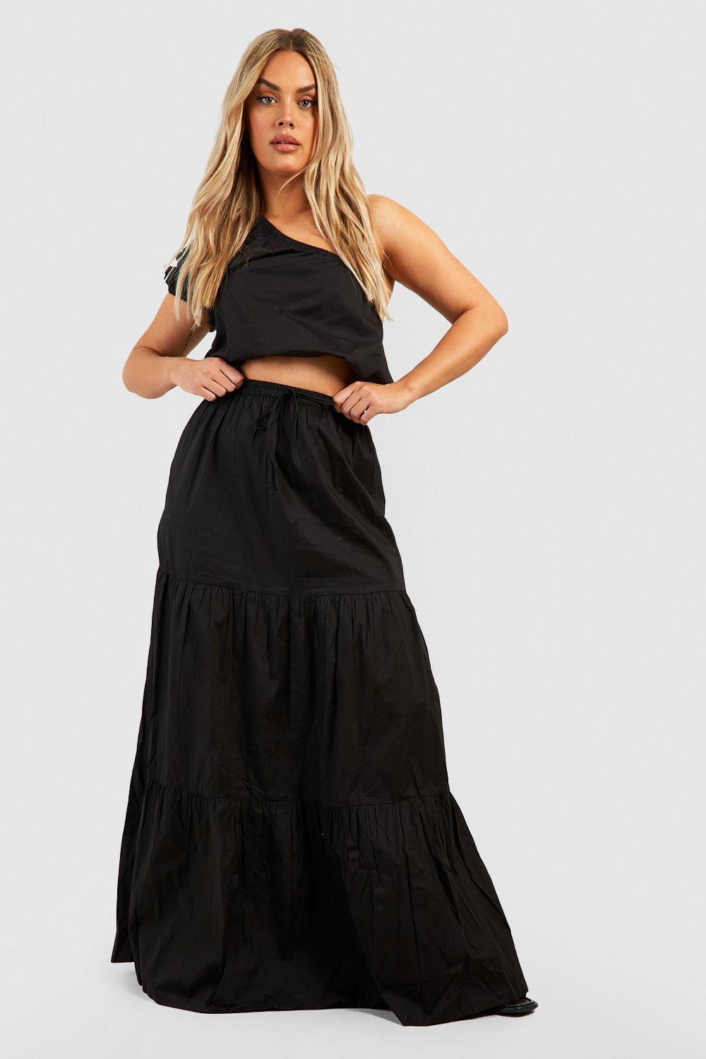 Grande Taille - Ensemble Avec Crop Top Asymetrique Et Jupe F