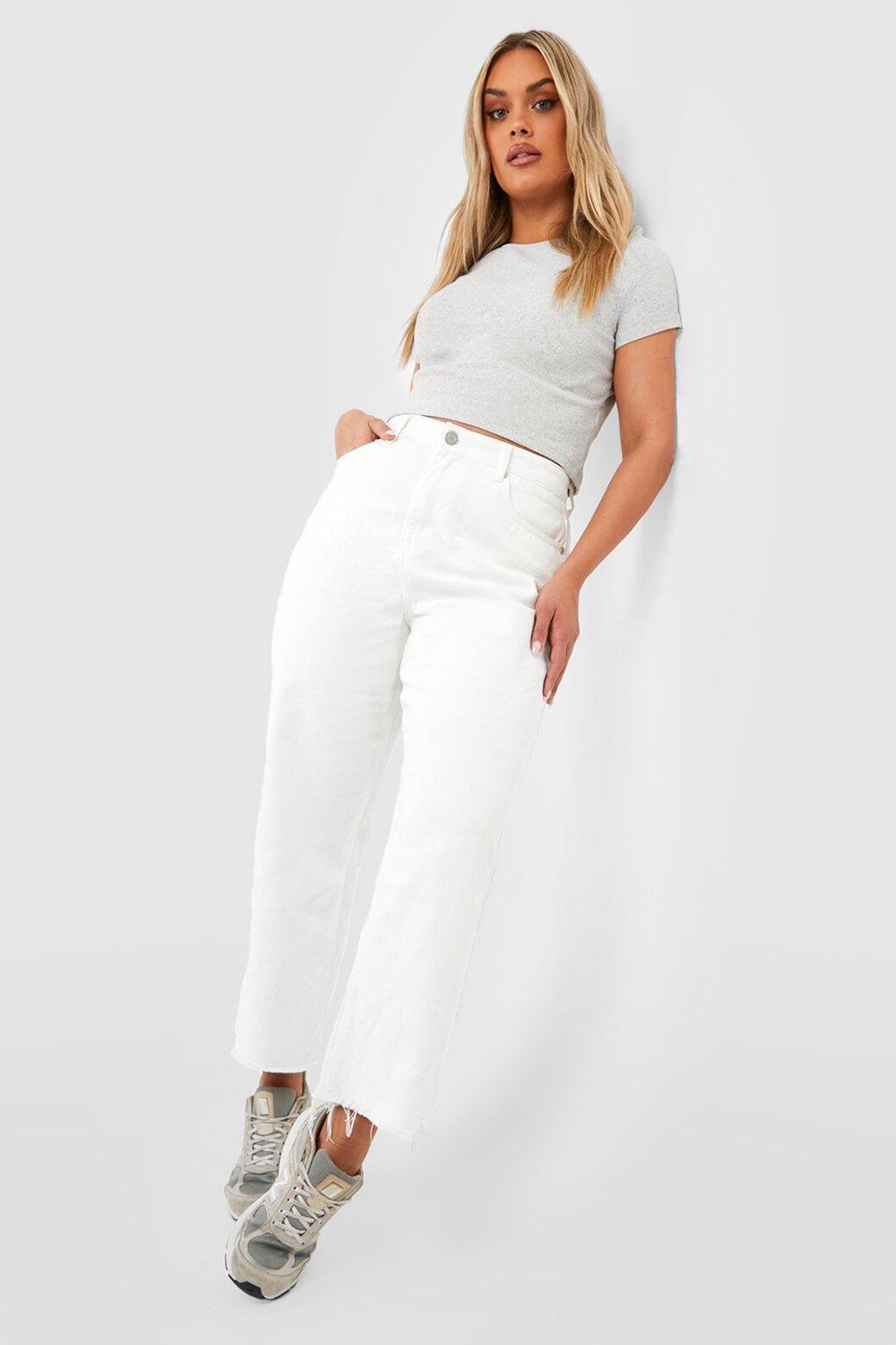 Image of Jeans dritti Plus Size Slim Fit in denim, Bianco