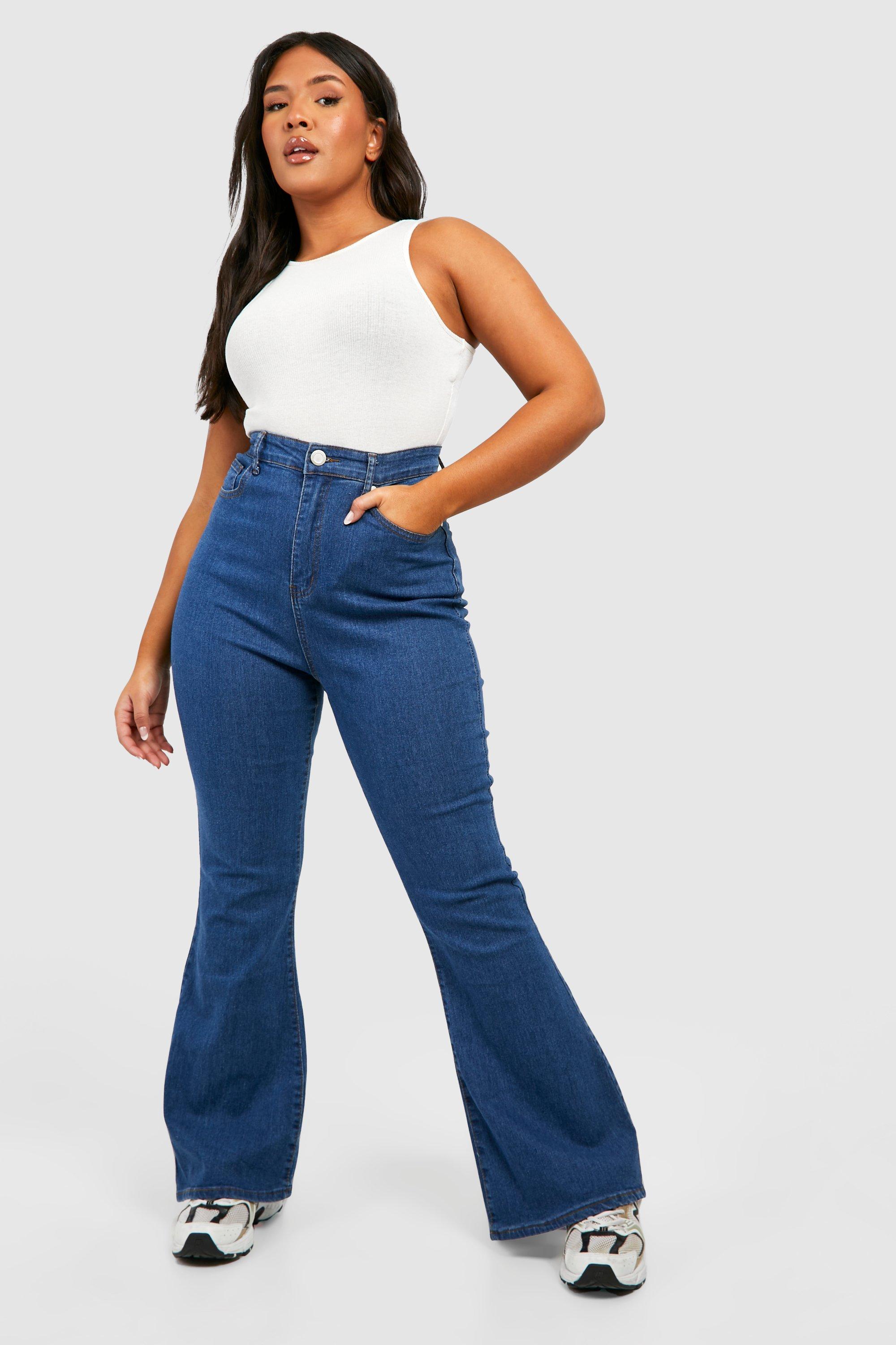Image of Jeans a zampa Plus Size in denim, Grigio