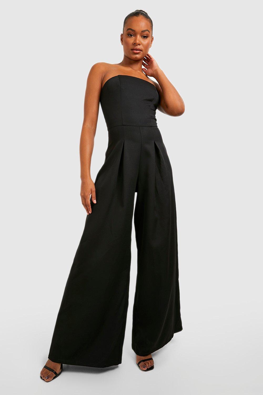 Womens Tall Tailored Bandeau Wide Leg Jumpsuit - Black - 6, Black