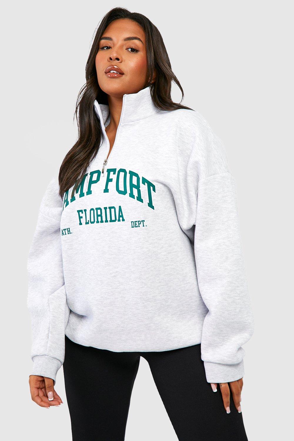 Womens Plus Florida Varsity Half Zip - Grey - 22, Grey