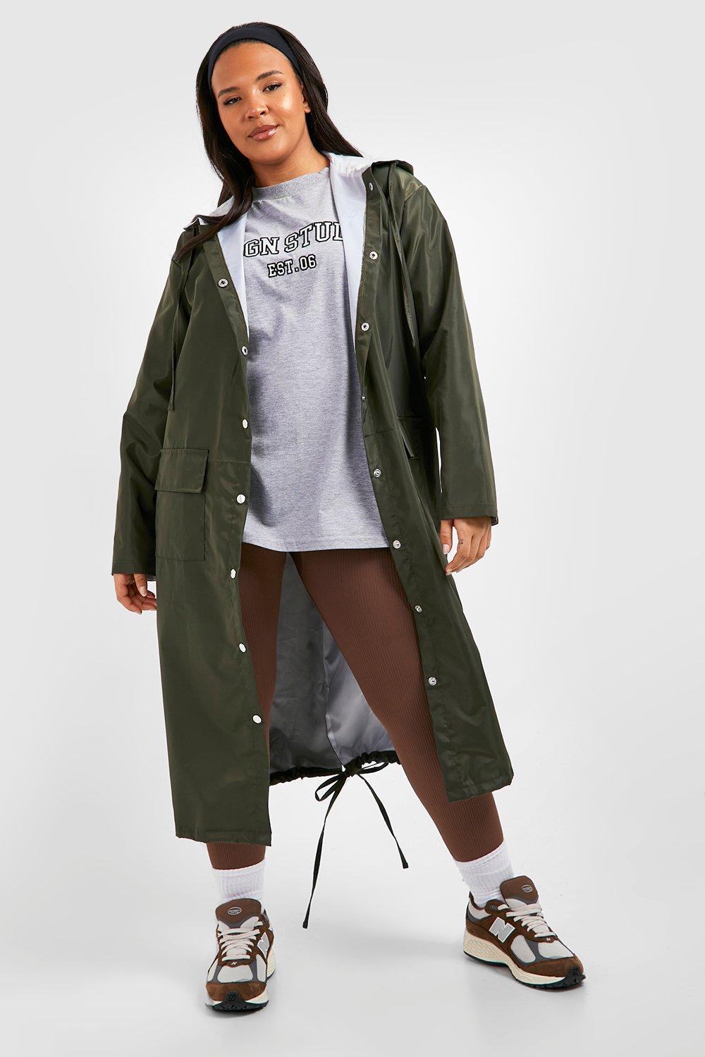 Image of Parka lungo Plus Size in Shell su due livelli, Verde