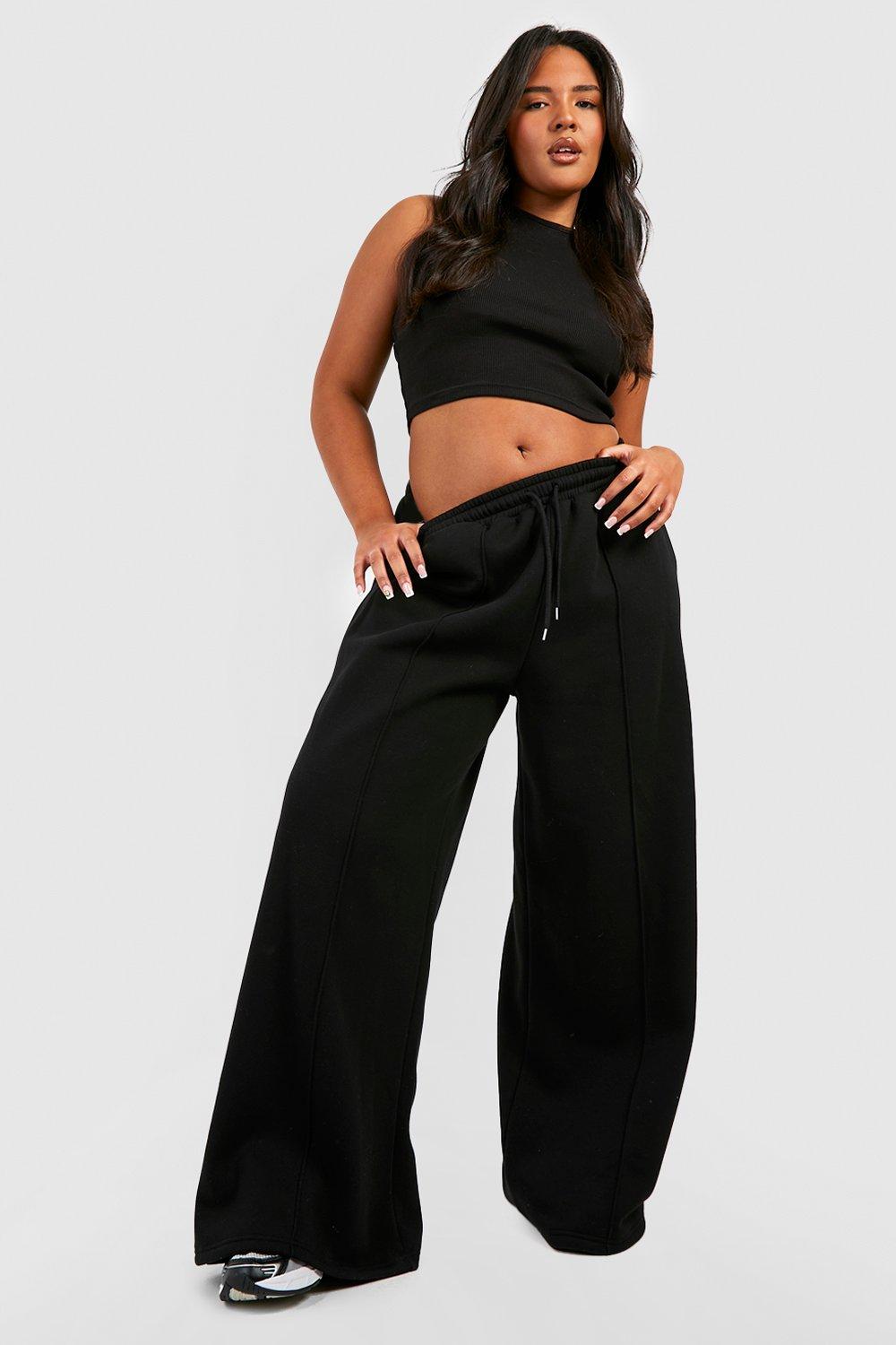 Womens Plus Wide Leg Joggers - Black - 20, Black