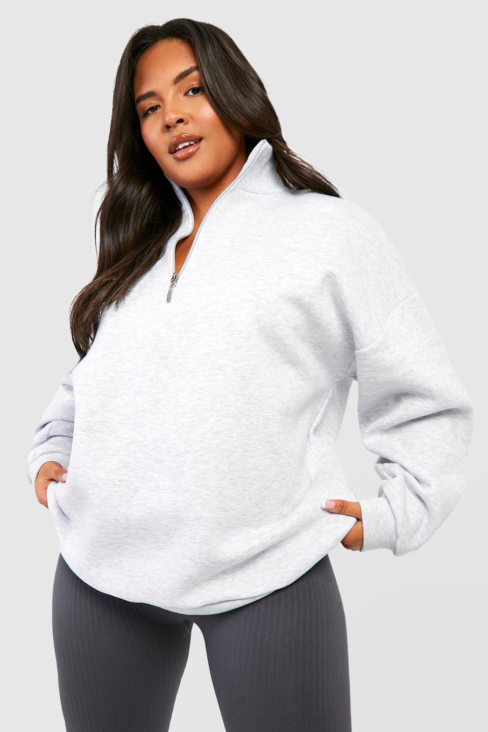 Womens Plus Oversized Half Zip Sweatshirt - Grey - 26, Grey