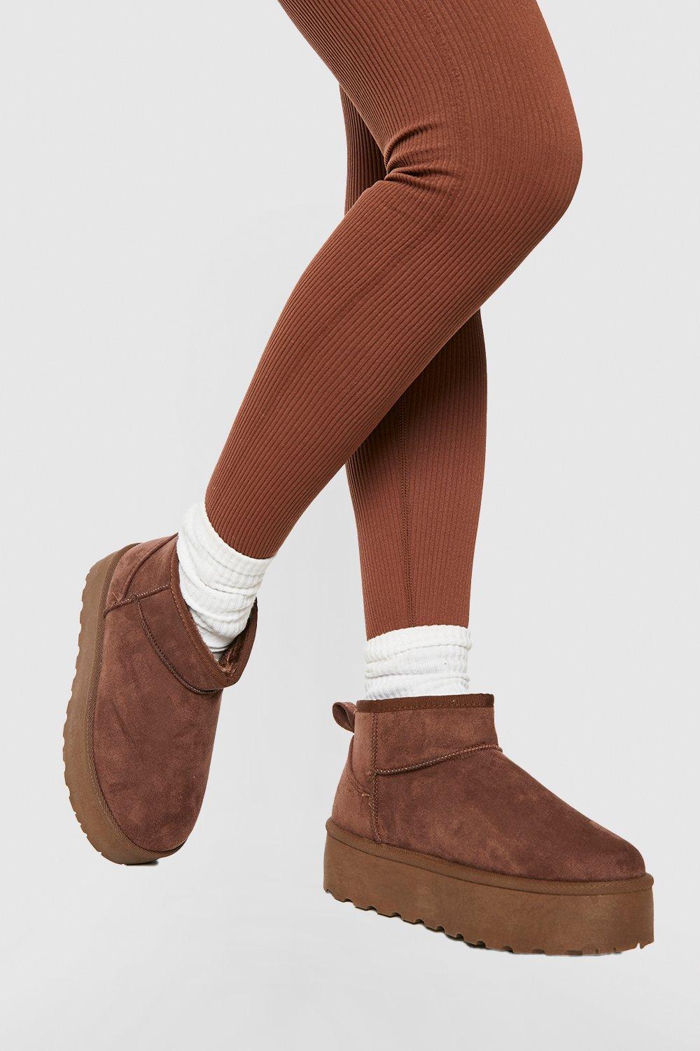 Image of Stivali comodi ultra mini con zeppa, Brown