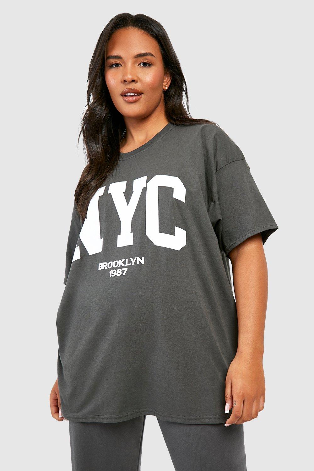 Image of T-shirt Plus Size oversize NYC, Grigio