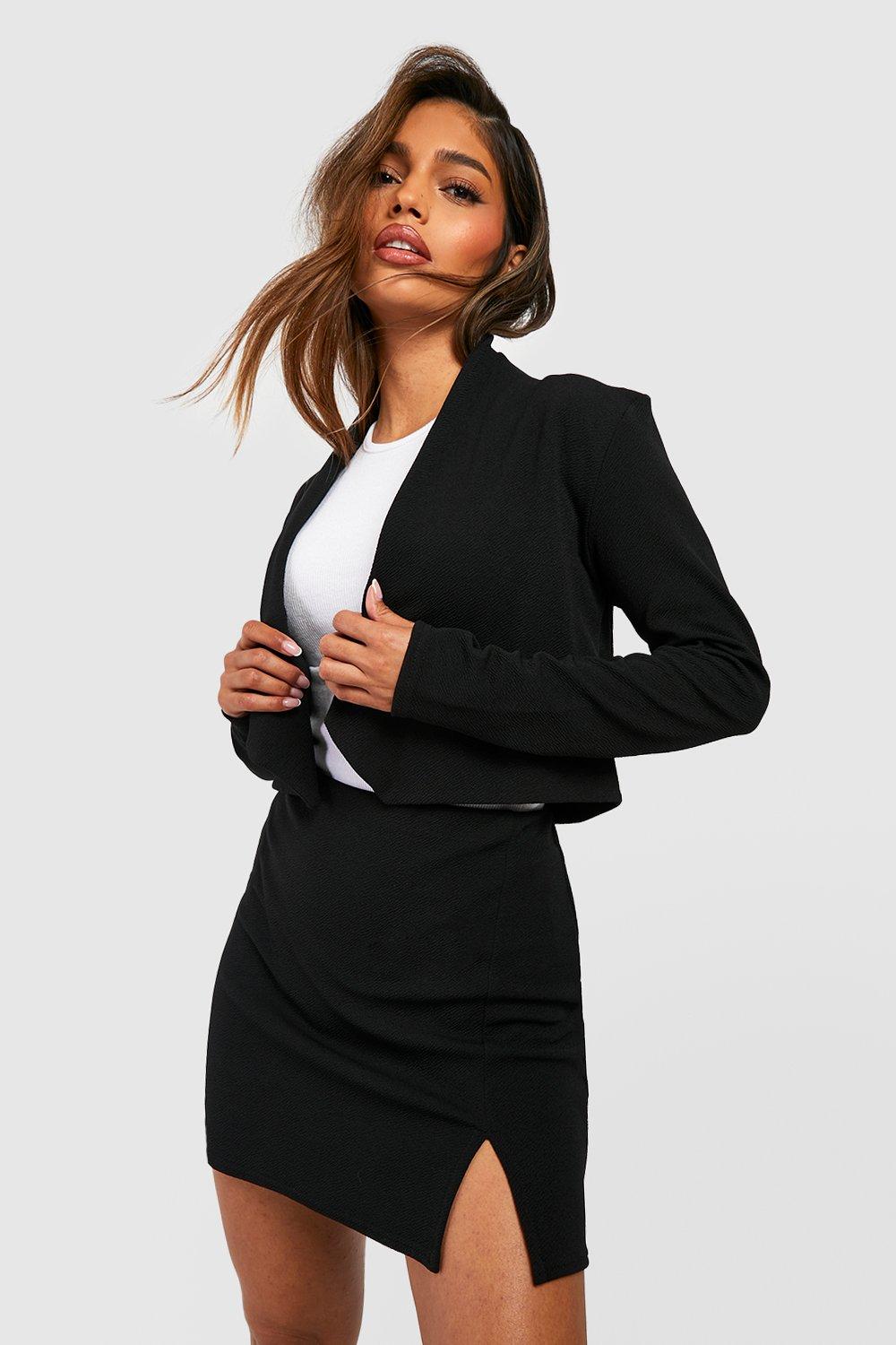 Boohoo Korte Basic Jersey Blazer, Black