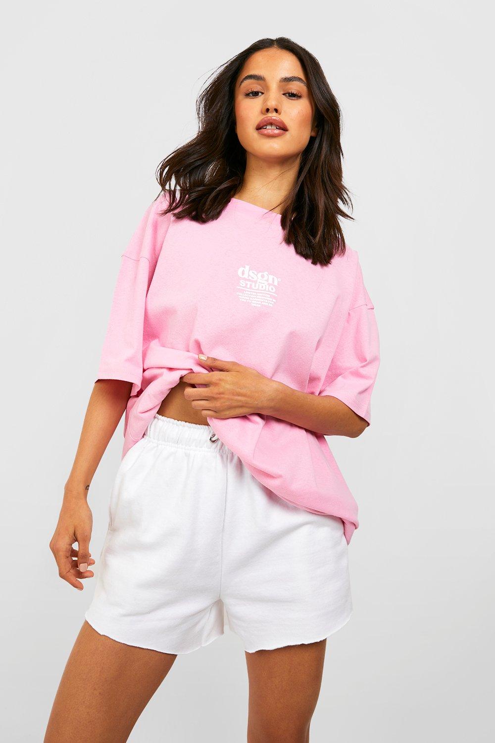 Image of T-shirt oversize Dsgn Studio con stampa fronte e retro, Pink