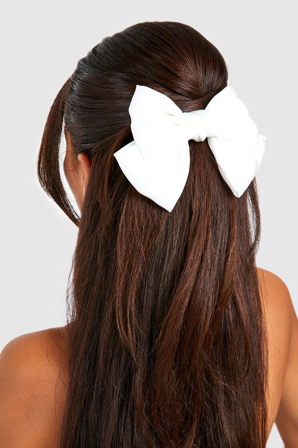 Womens Oversized Bow Hair Clip White One Size White