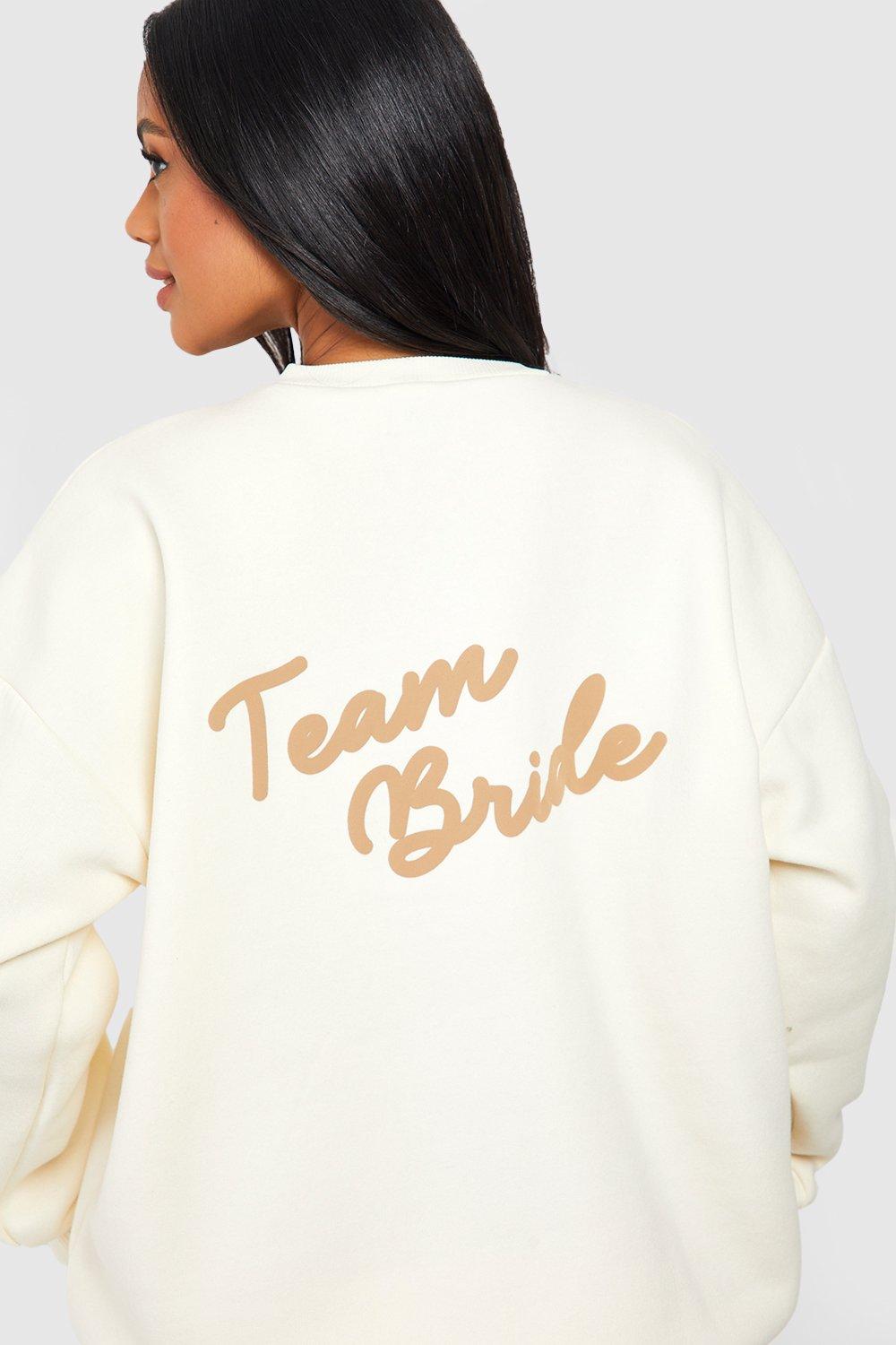 Image of Felpa oversize con slogan Team Bride, Cream