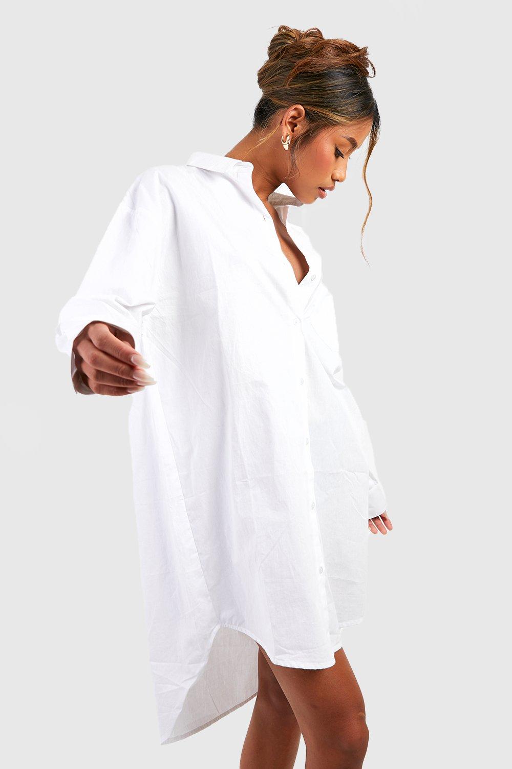 Image of Vestito camicia oversize Ultimate in cotone popeline, Bianco