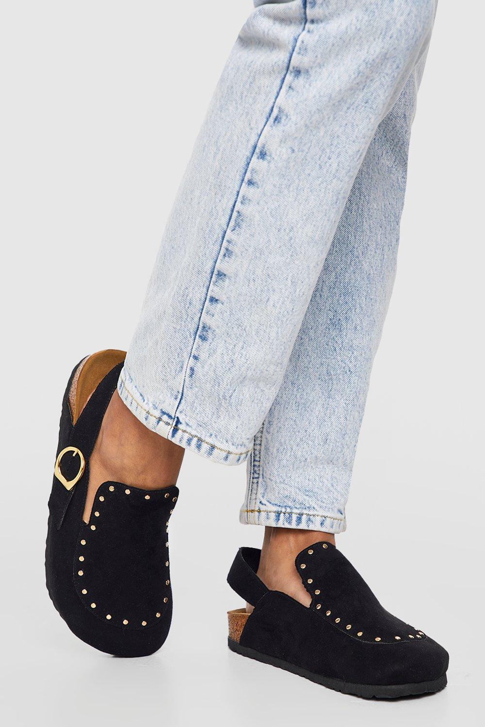 Boohoo Gesloten Klompen Met Studs, Black