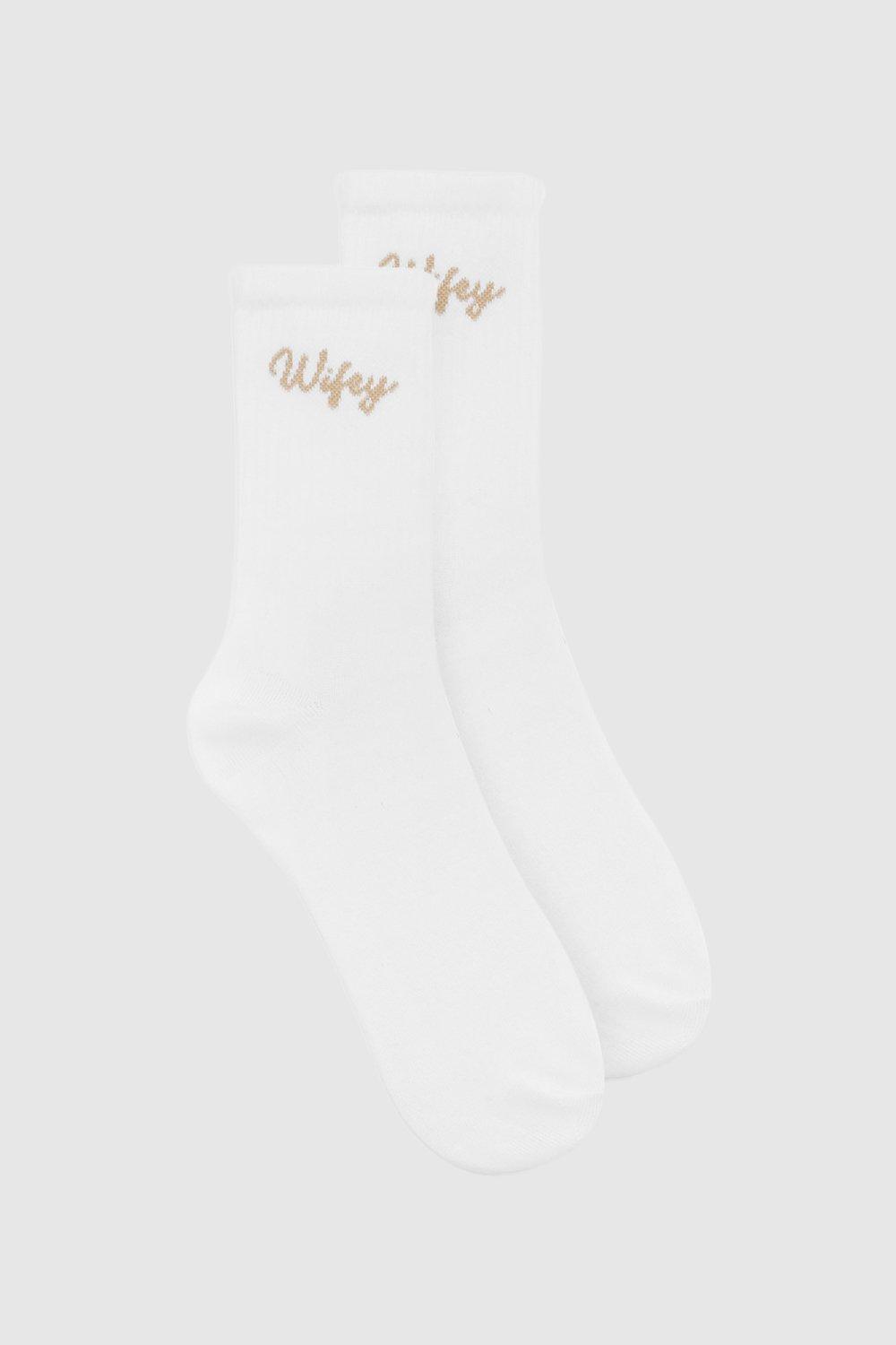 Womens Wifey Socks - White - One Size, White