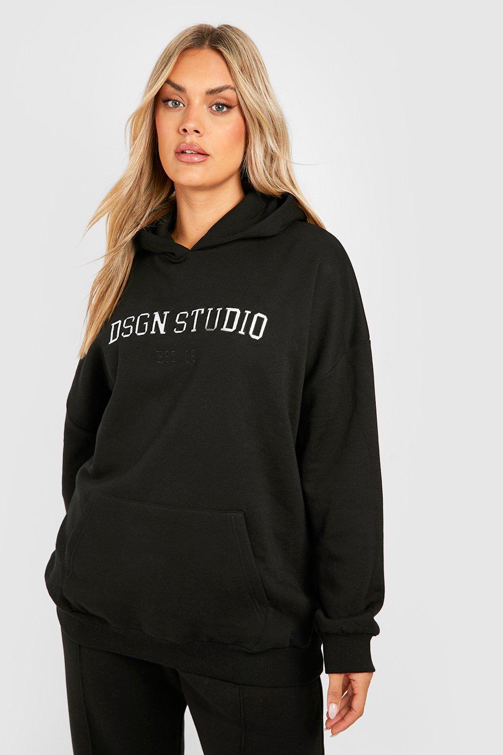 Womens Plus Dsgn Studio Applique Hoodie - Black - 18, Black