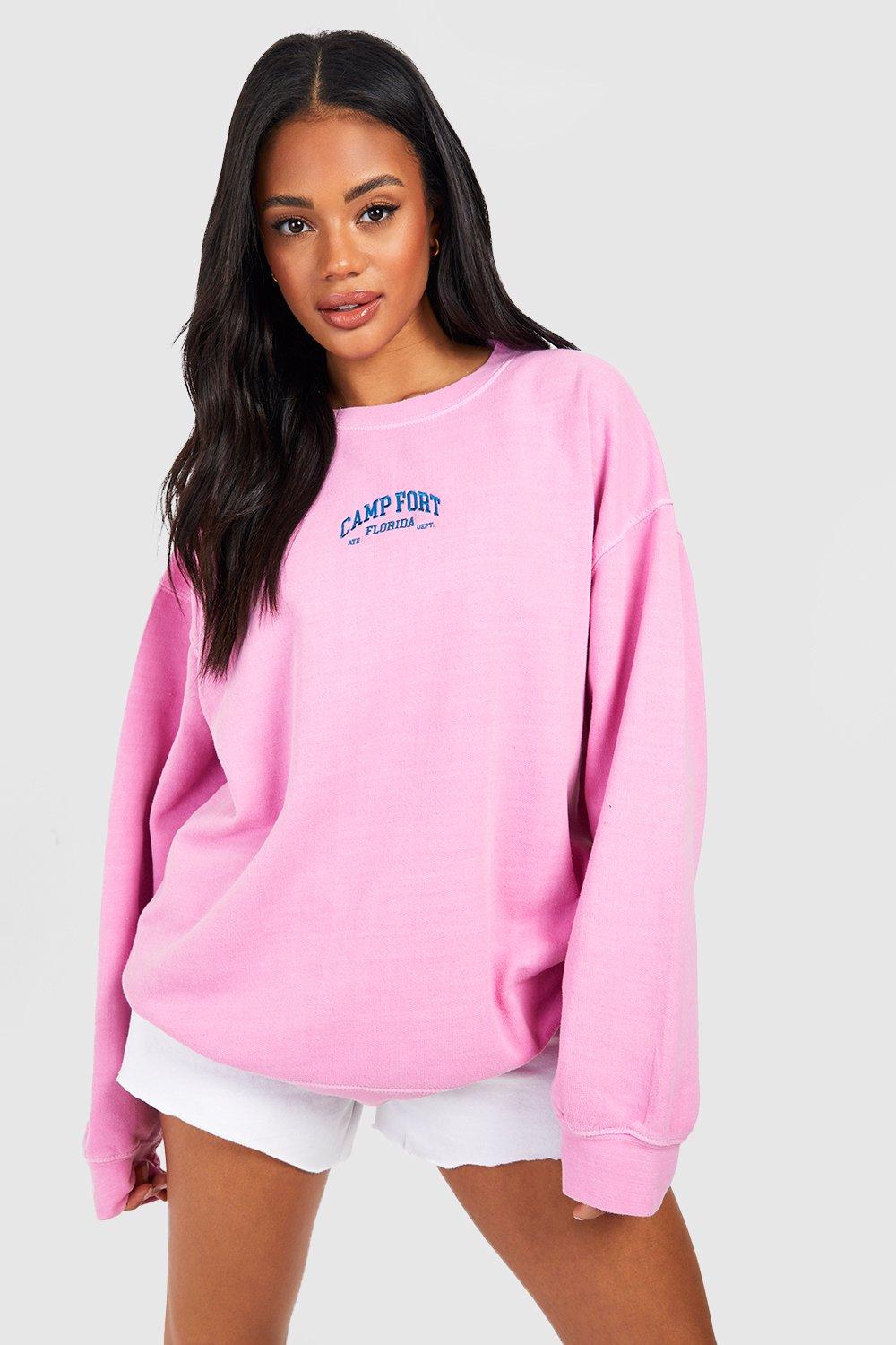 womens florida slogan embroidered overdyed sweatshirt - pink - m, pink