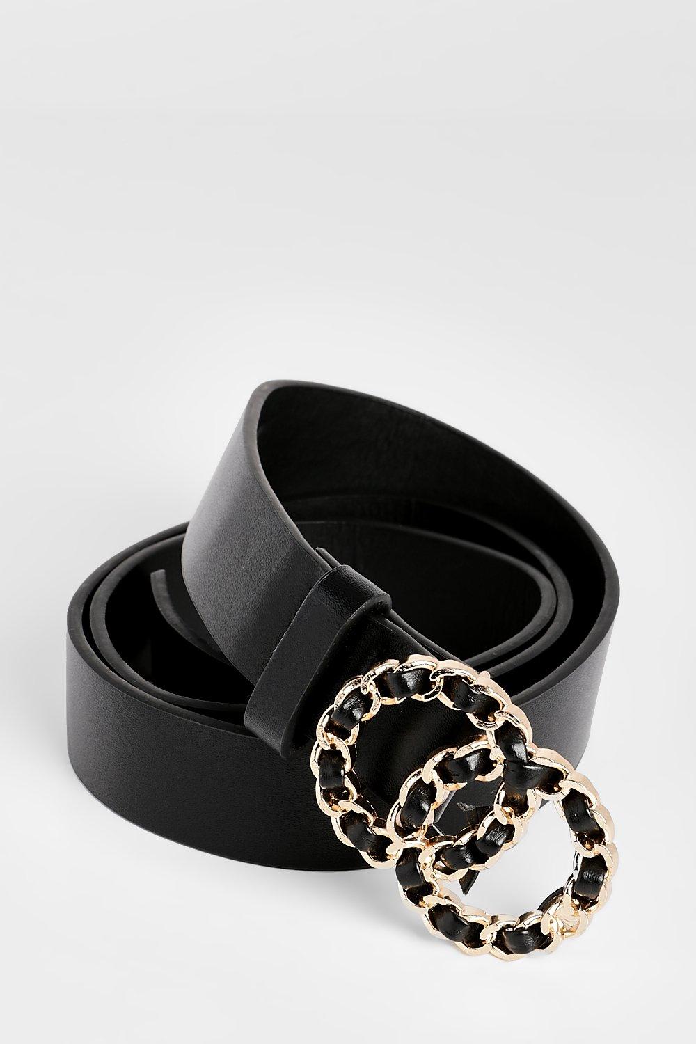 Click to view product details and reviews for Womens Gold Link Circle Buckle Belt Black One Size Black.