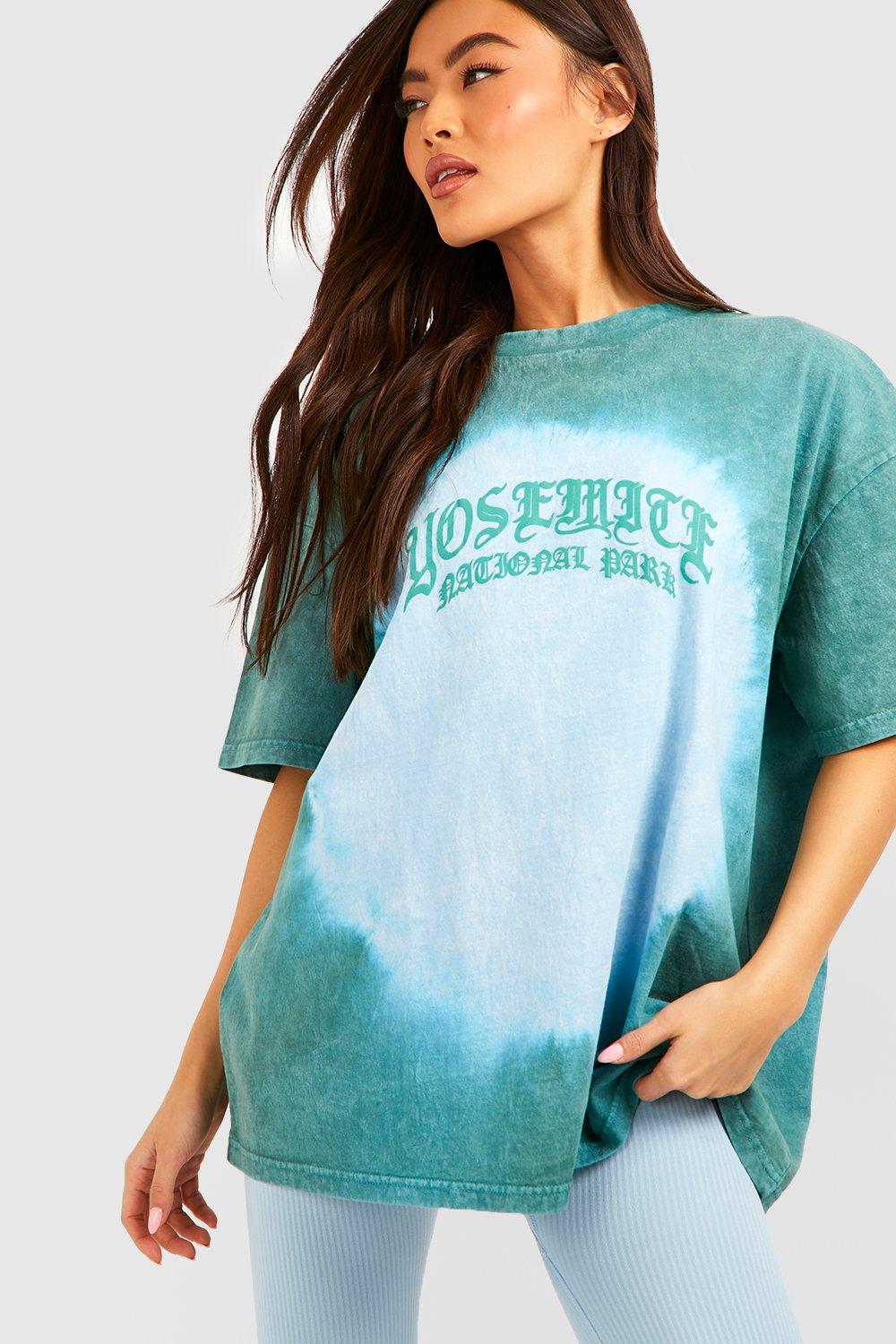 Image of T-shirt oversize Yosemite in fantasia tie dye, Azzurro