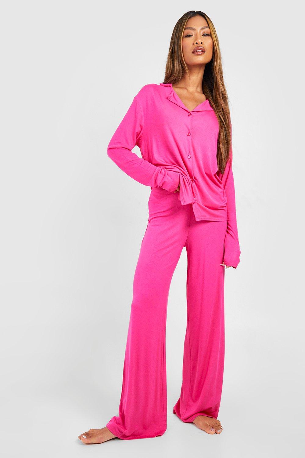 Image of Pantaloni pigiama a gamba ampia in jersey, Pink
