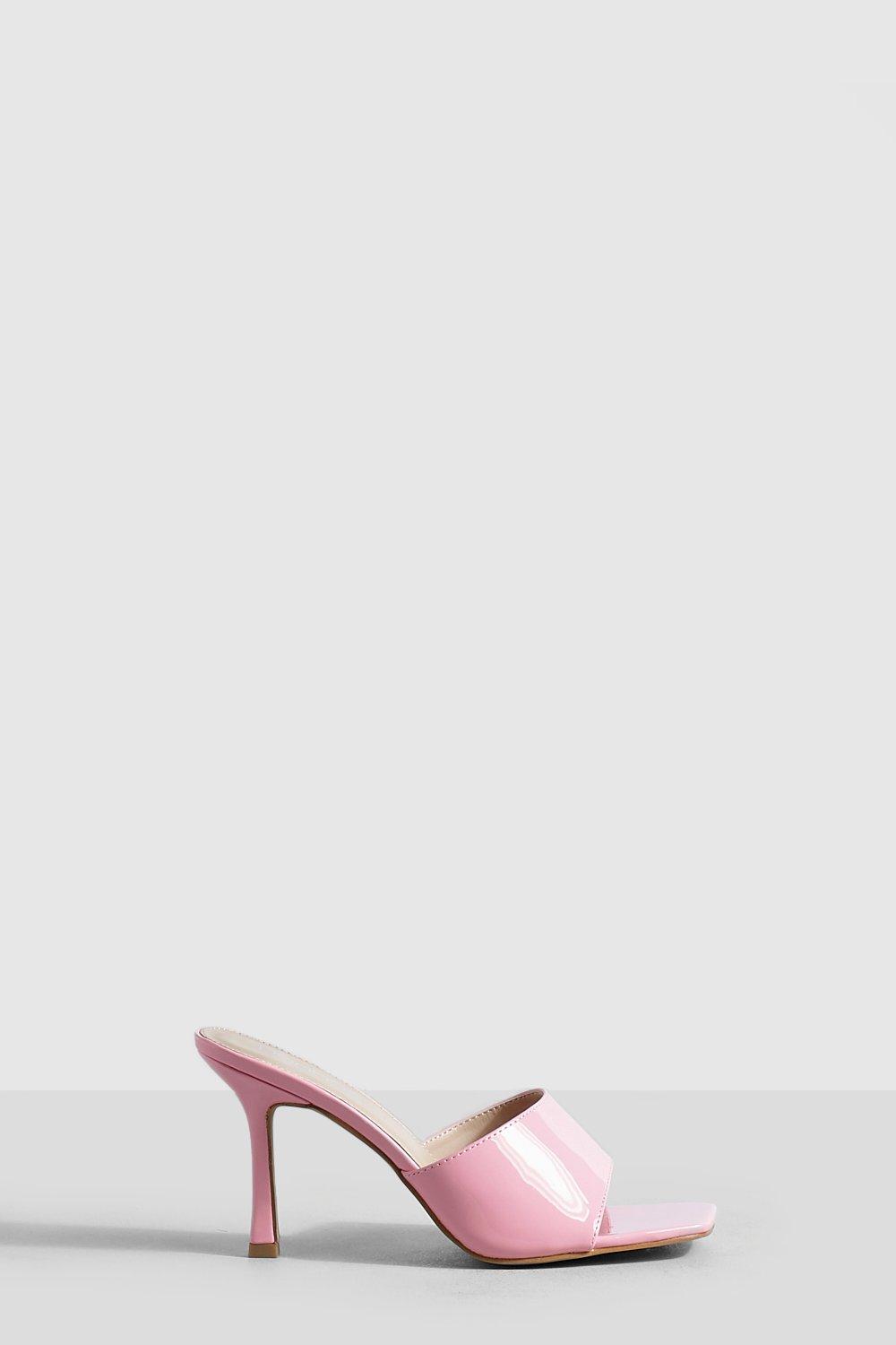 Image of Mules minimali a calzata ampia a punta quadrata, Pink
