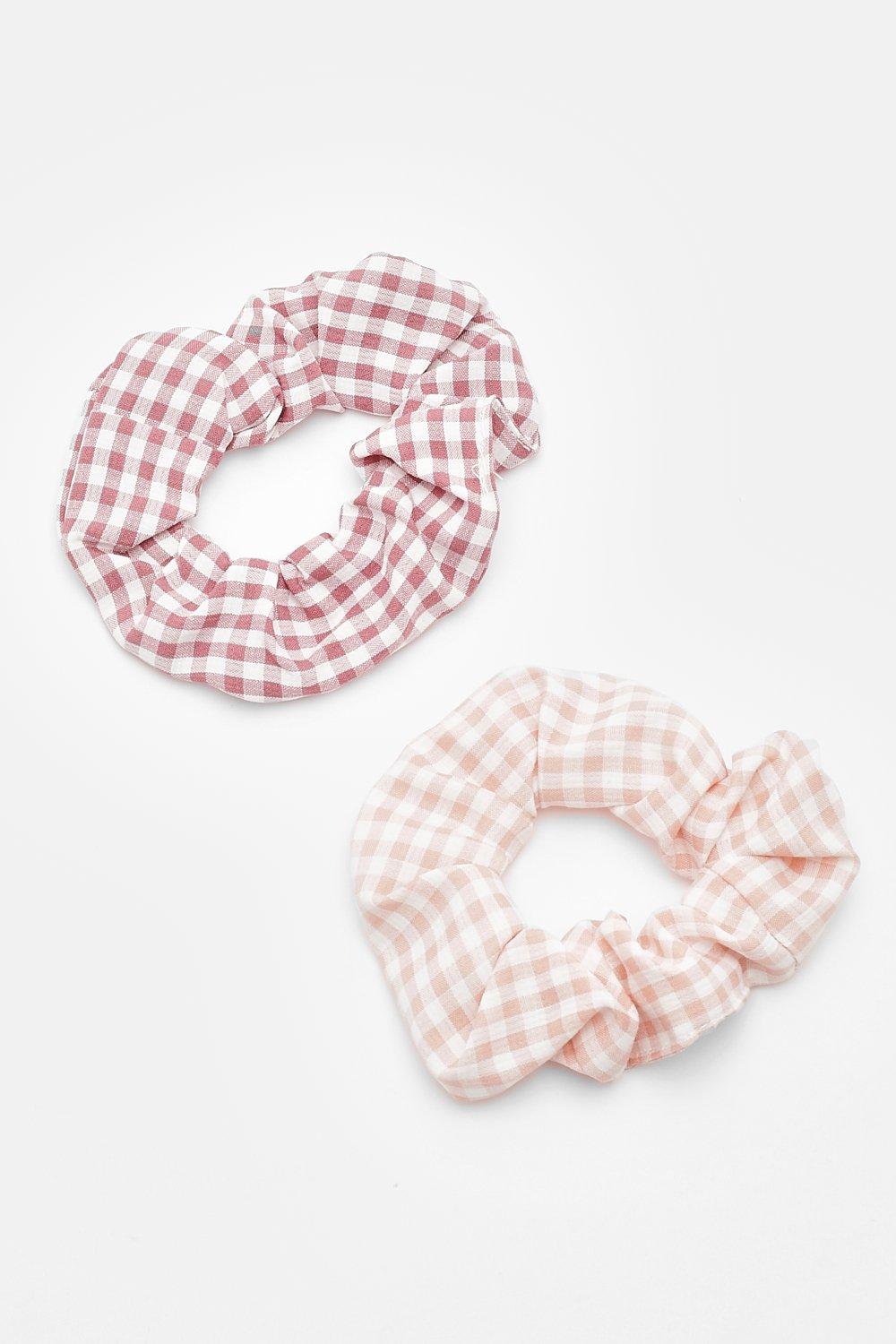 Womens Tonal Gingham Scrunchie Set Multi One Size Multi