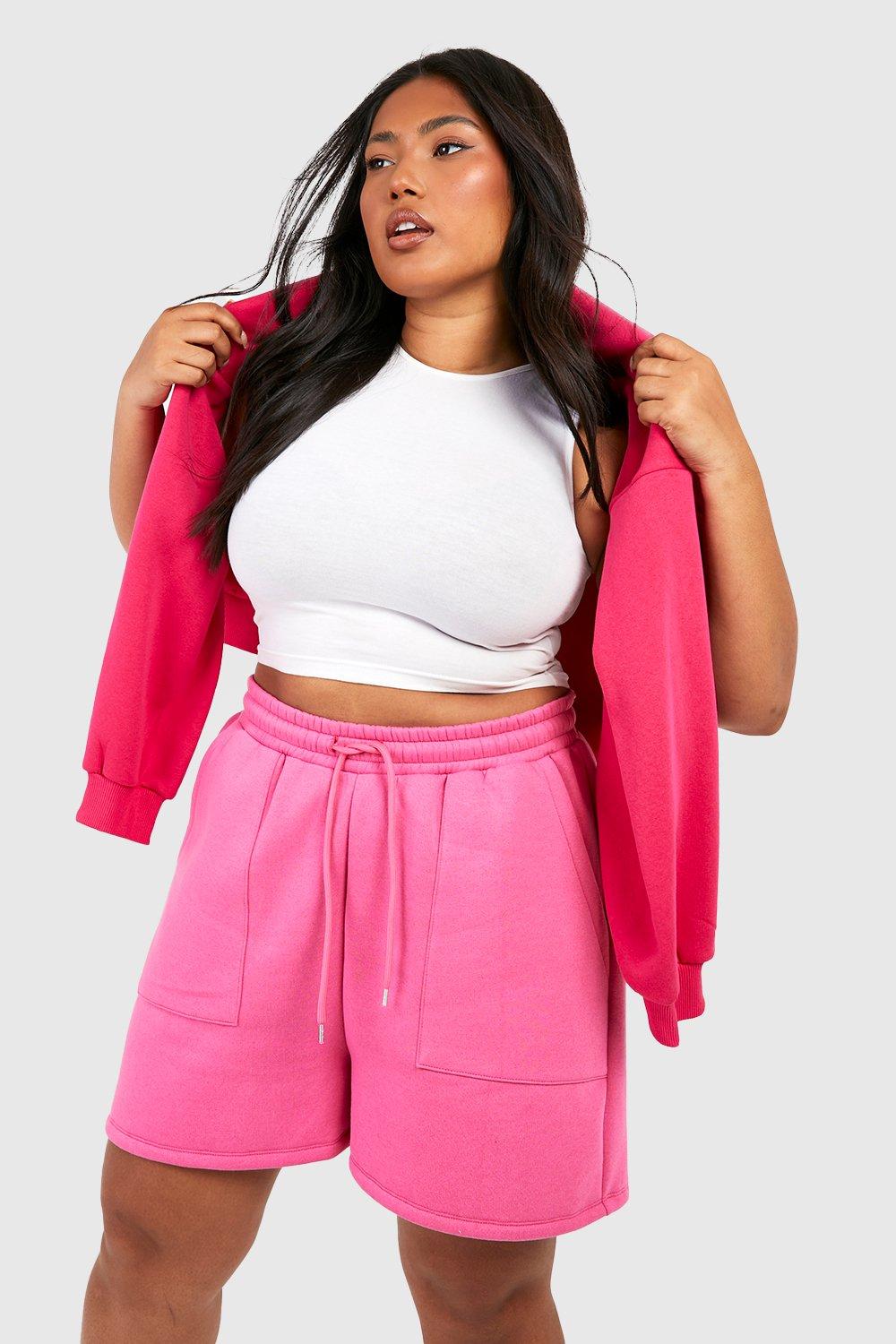 Image of Pantaloni tuta Plus Size con cuciture esposte e tasche, Pink