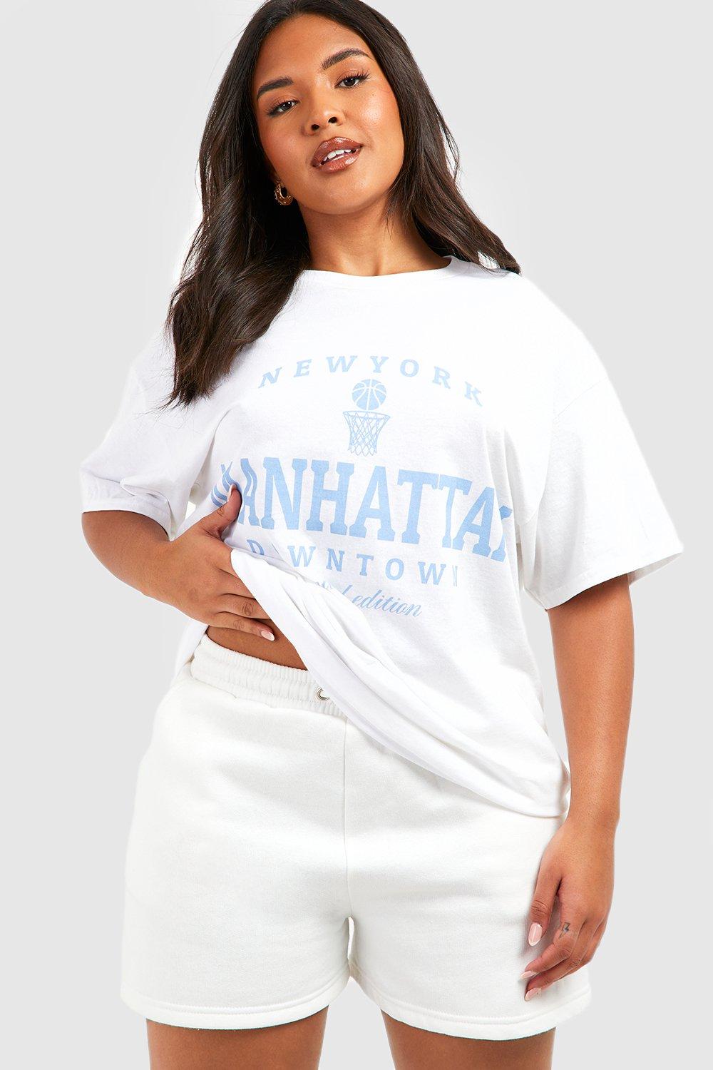 Image of T-shirt Plus Size con stampa Manhattan, Azzurro