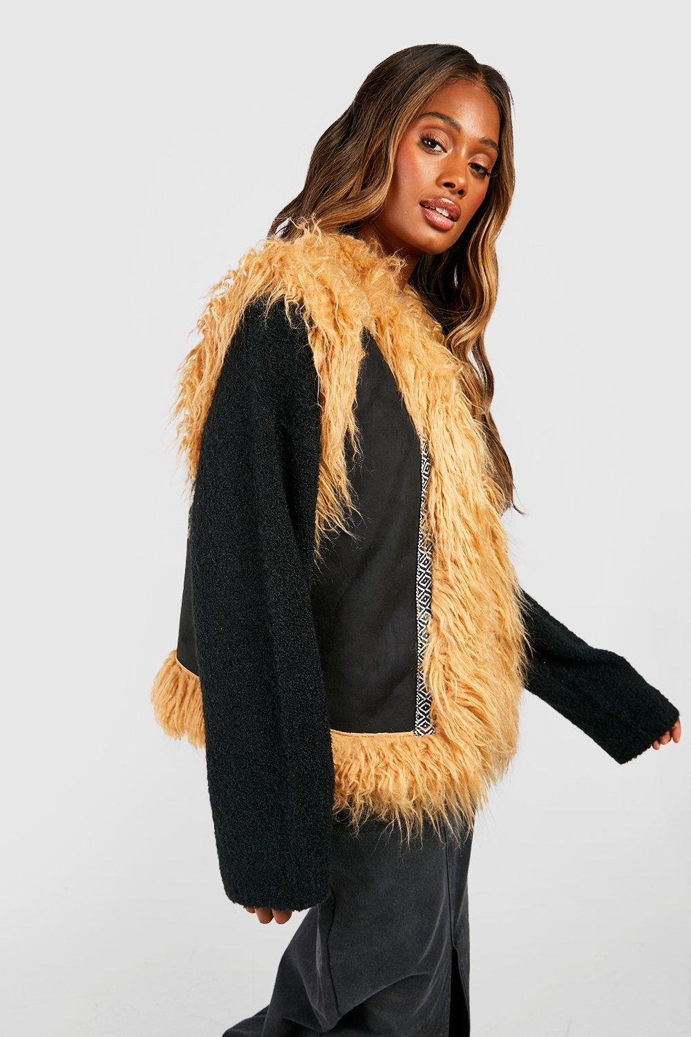Boohoo Bodywarmer Met Faux Fur Zoom, Black