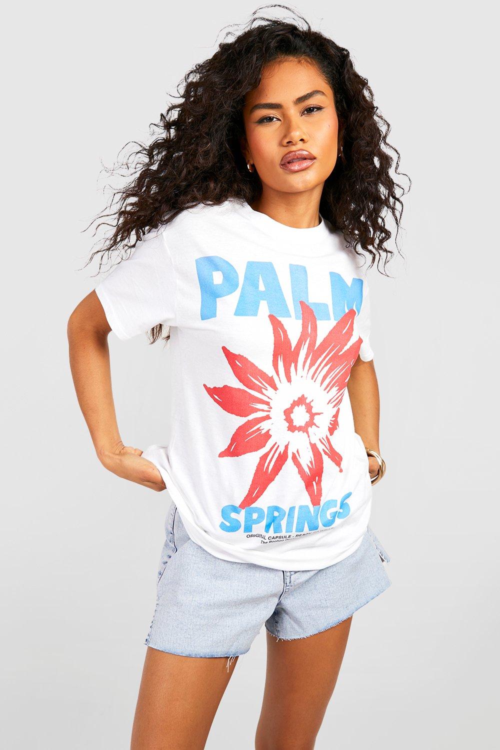 Image of T-shirt oversize Palm Springs, Bianco