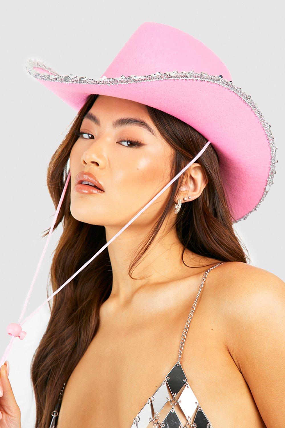 Image of Cappello da cowboy stile Western rosa con paillettes, Pink