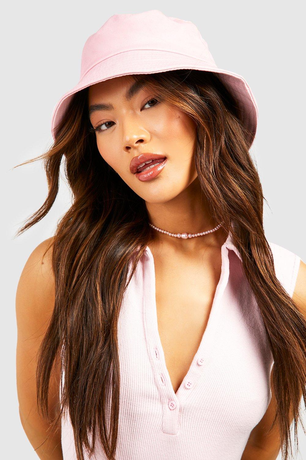 Womens Plain Bucket Hat - Pink - One Size, Pink