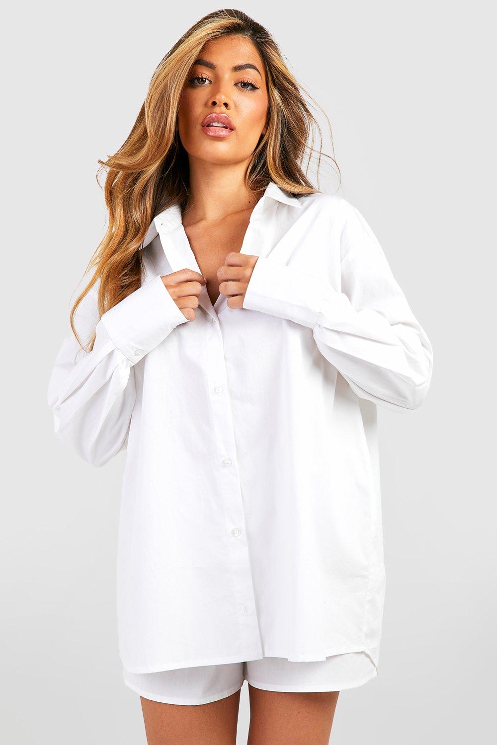 Image of Camicia oversize in cotone, Bianco