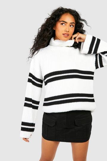 Turtleneck Mixed Stripe Sweater
