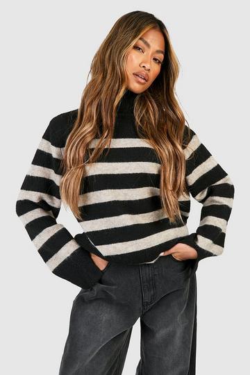 Turtleneck Oversized Stripe Sweater