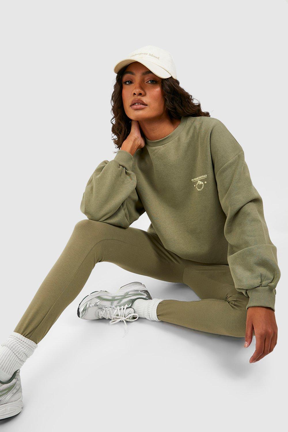 Womens Tall Oversized Sweatshirt And Legging Set - Green - 12, Green