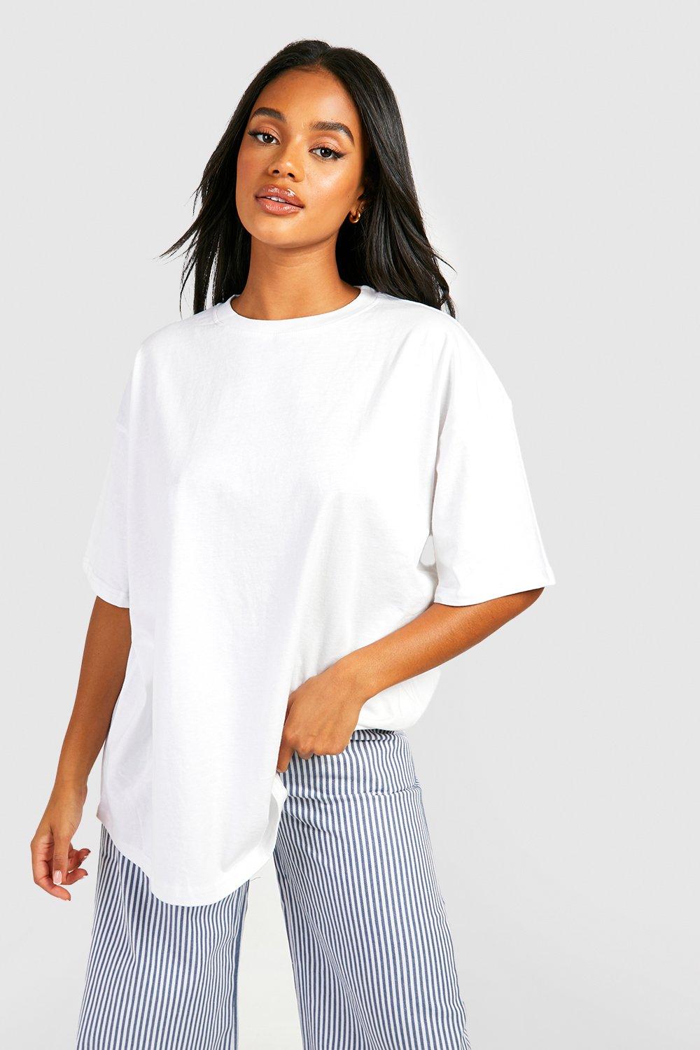 Image of T-shirt oversize Basic in cotone, Bianco
