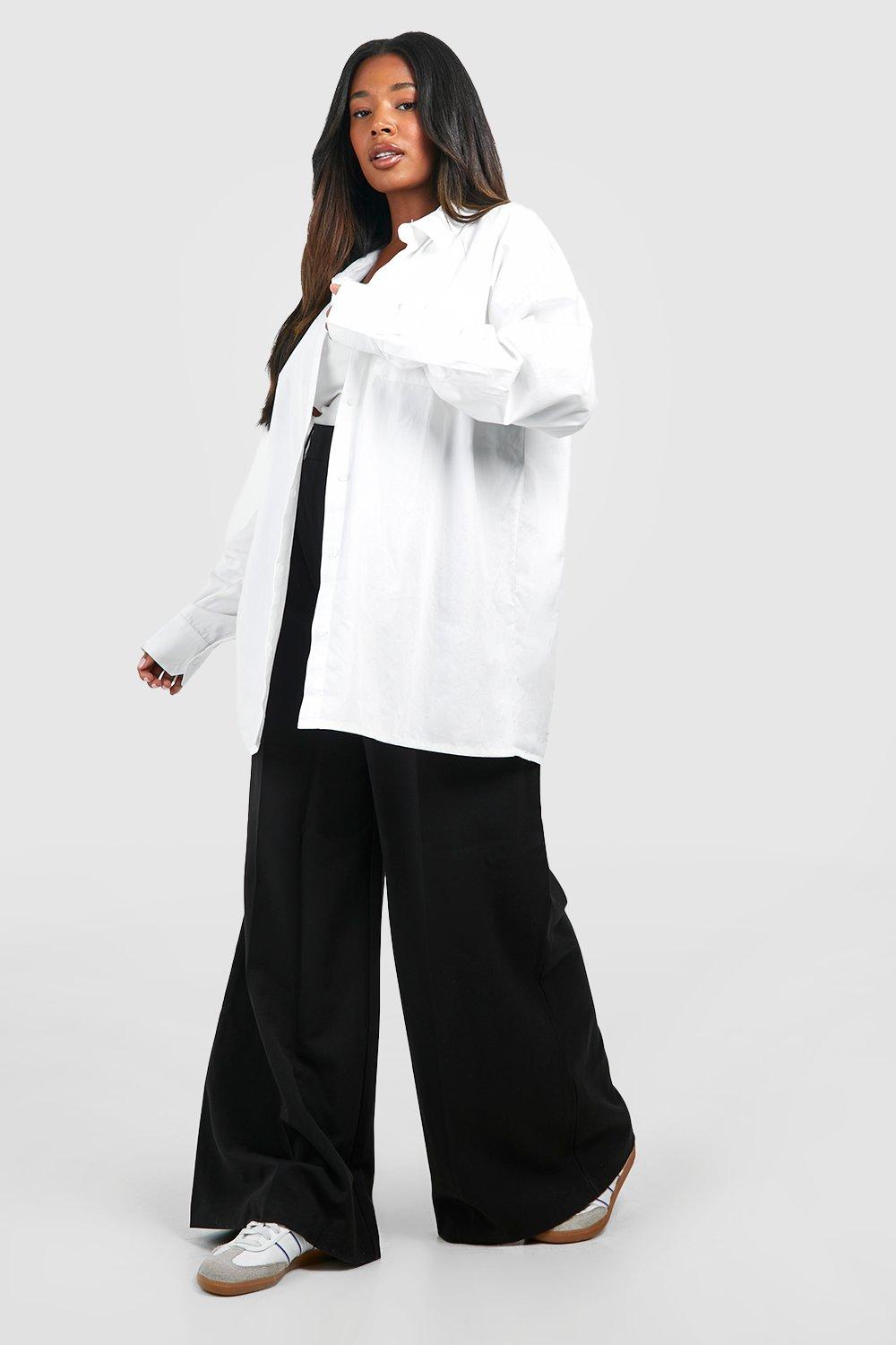 Image of Camicia Plus Size oversize in cotone popeline, Bianco
