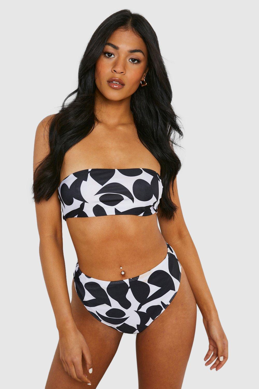 Womens Tall Mono Abstract High Waist Bikini Brief - Black - 8, Black
