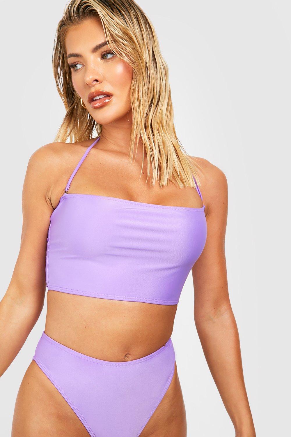Womens Essentials Longline Bandeau Bikini Top - Purple - 10, Purple