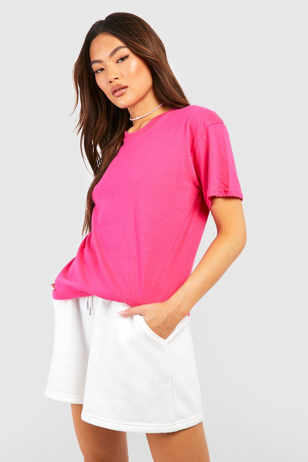 Womens Basic Oversized Boyfriend T-Shirt - Pink - S, Pink