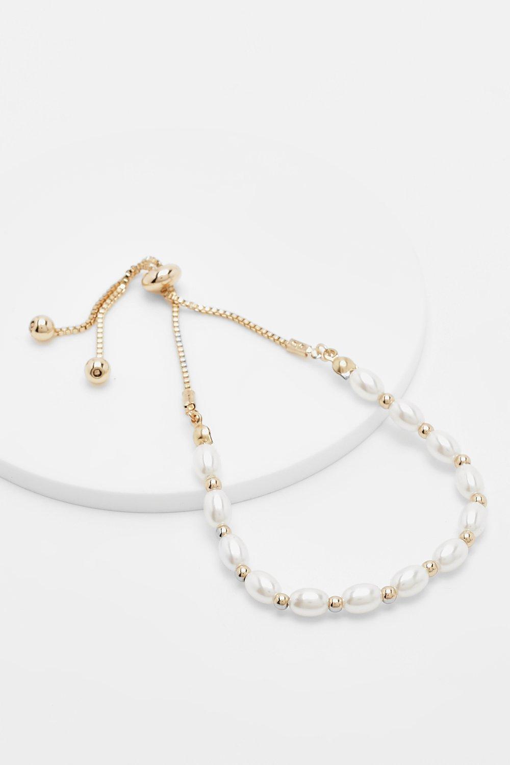 Image of Bracciale a catena con perle e oro, Metallics