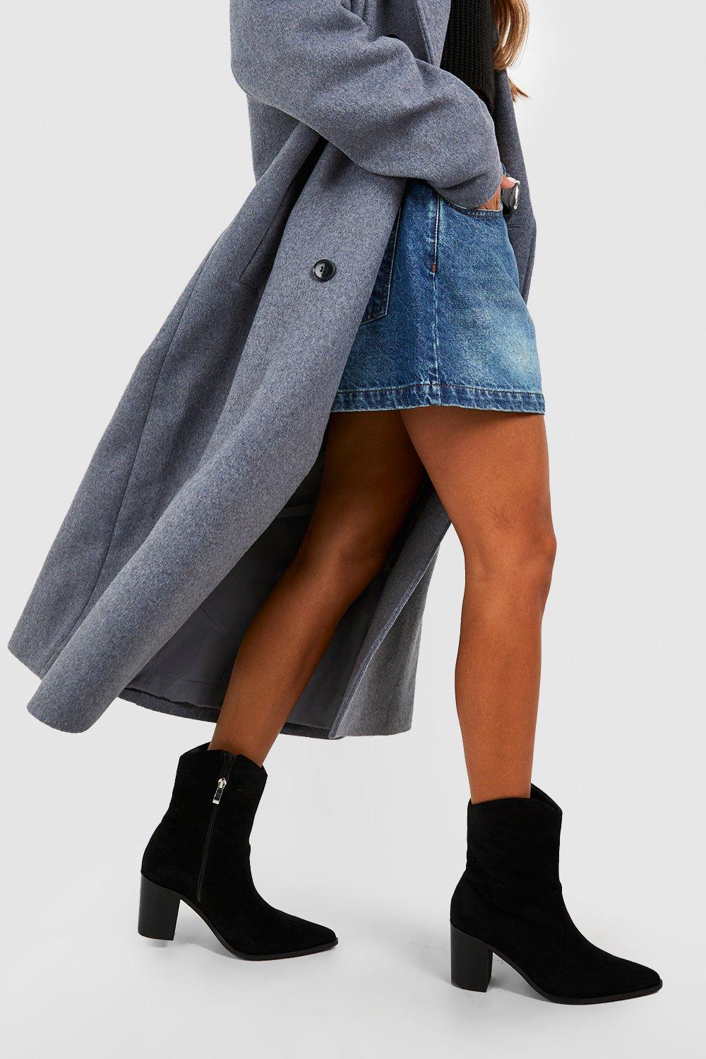 Boohoo Brede Cowboylaarzen Met Ronde Top, Black