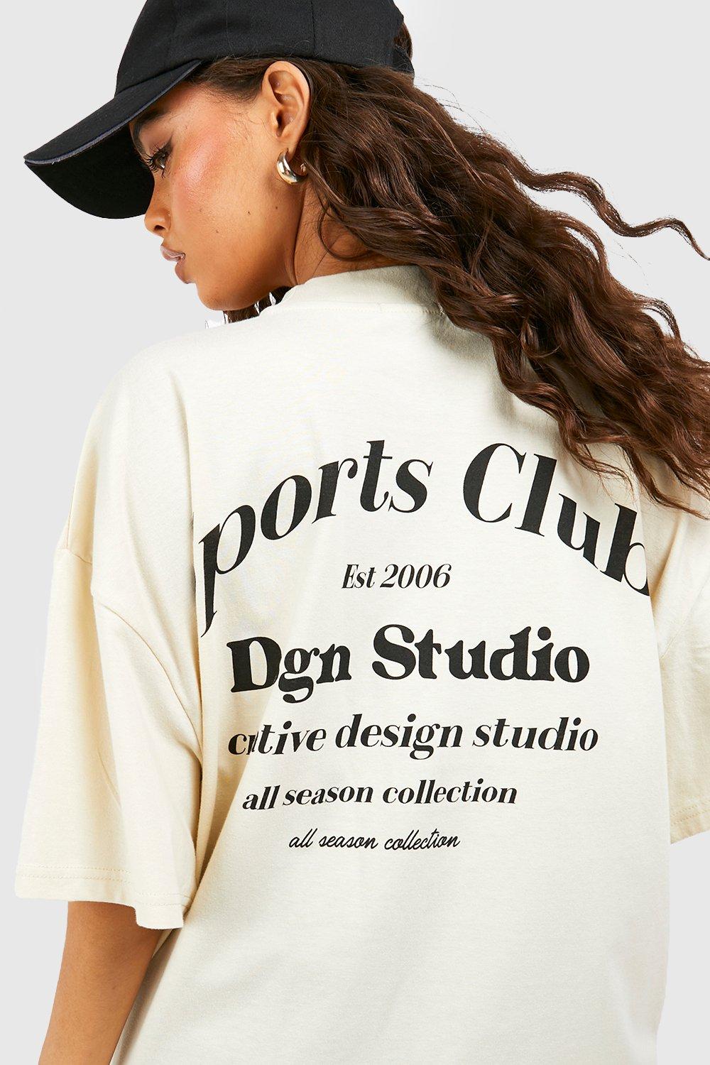 Image of T-shirt oversize Dsgn Studio Sports Club, Beige