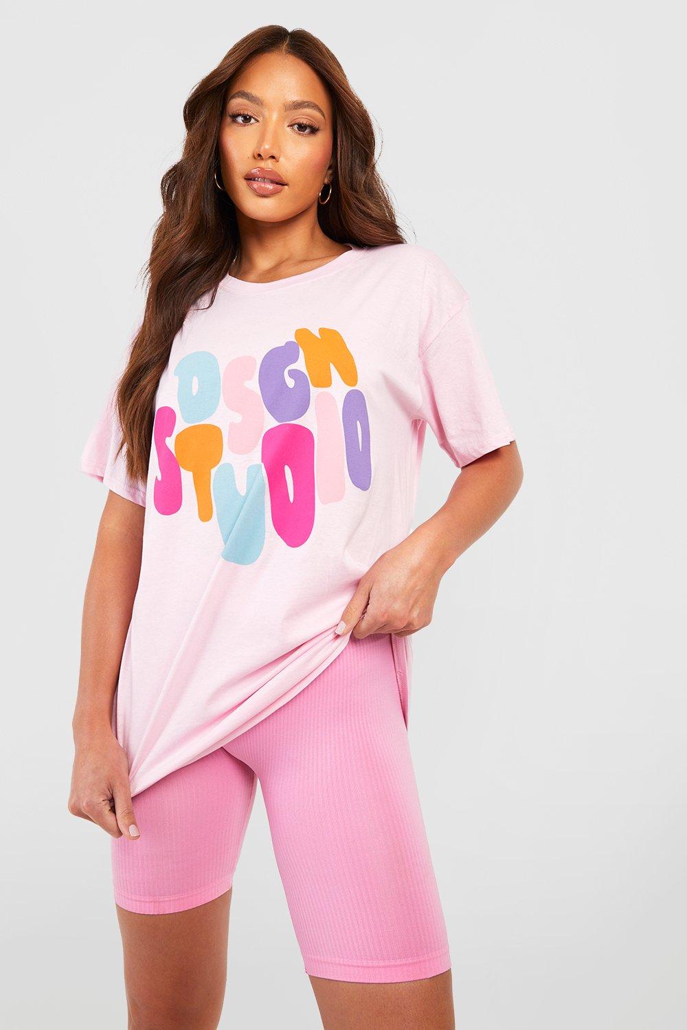 womens tall dsgn studio oversized t-shirt - pink - 8, pink
