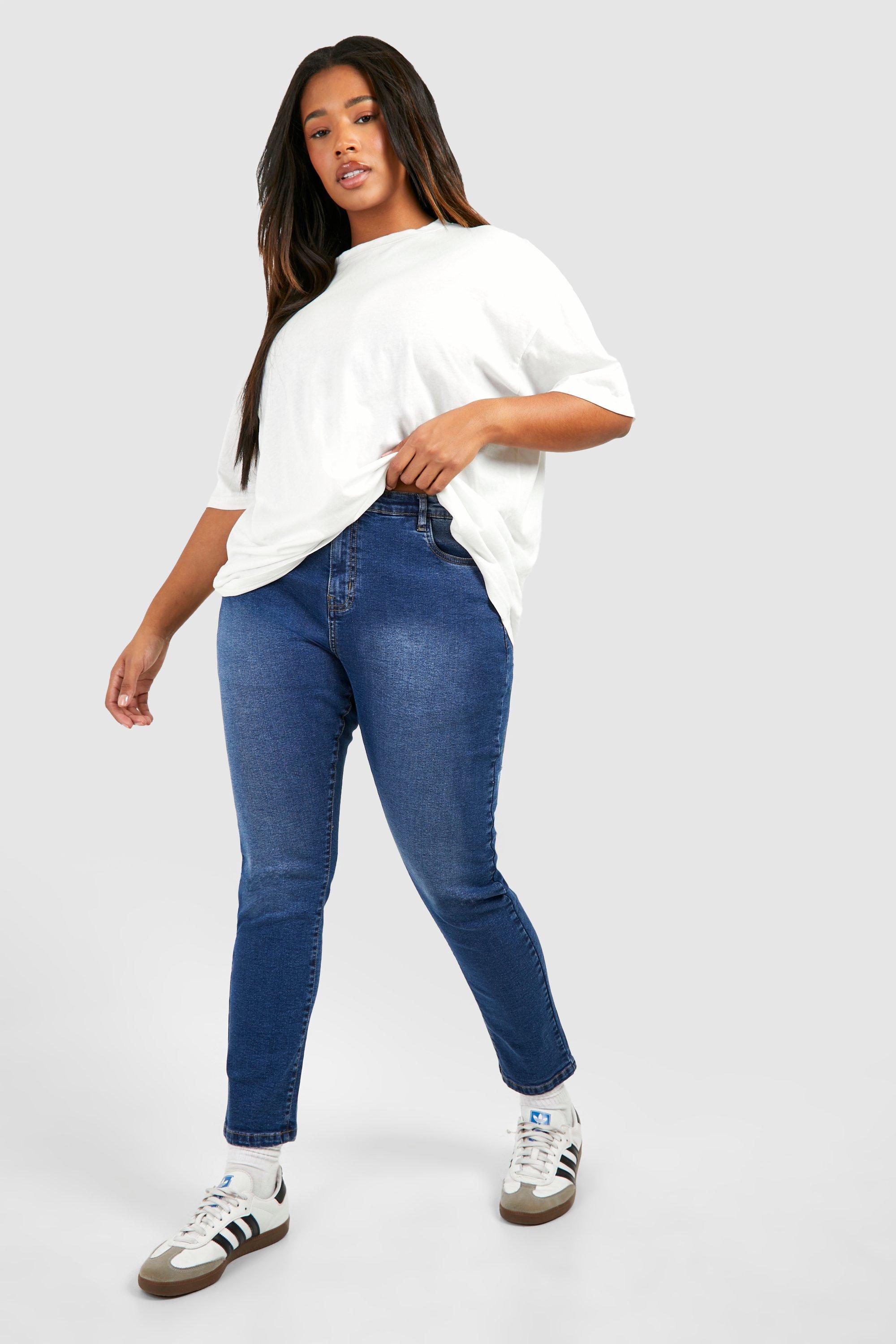 Image of Jeans Plus Size Basic Skinny Fit in Stretch, Azzurro
